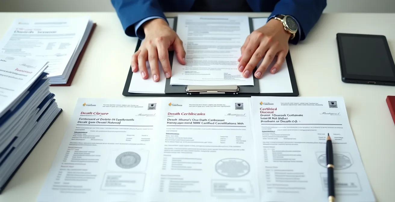 Illustration montrant la différence entre documents originaux et copies pour les démarches administratives après décès