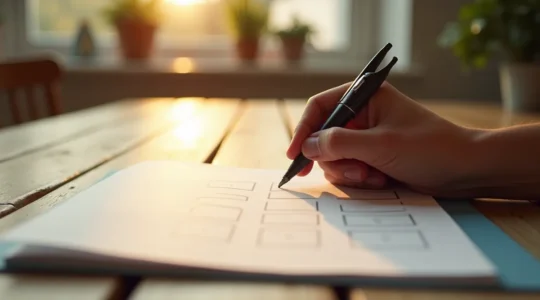 Vue symbolique d'une main tenant un plan ou une feuille de route pour organiser des funérailles de manière sereine et méthodique