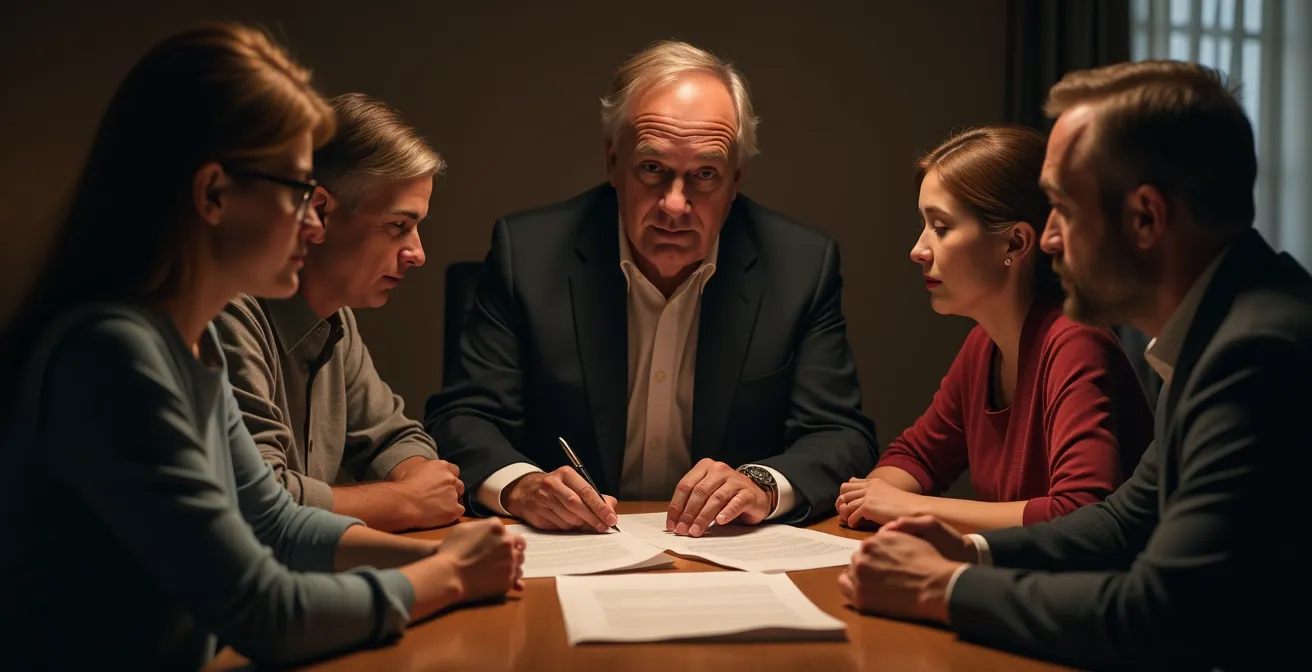 Image illustrant une réunion entre une famille et un conseiller funéraire pour une négociation de devis funéraire